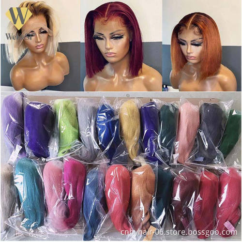 Raw Brazilian Human Hair Full Transparent Lace Wig,Closure Bob Wig 180 Density Human Raw Hair,bob Wig Human Virgin Hair
